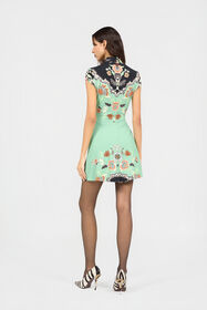 RC Kimono Print Mini Dress GREEN/BLACK XQT159-LNT25