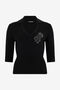 RC Black Sweater with Collar and Monogram Mirror Snake NERO VKM614-MQ013