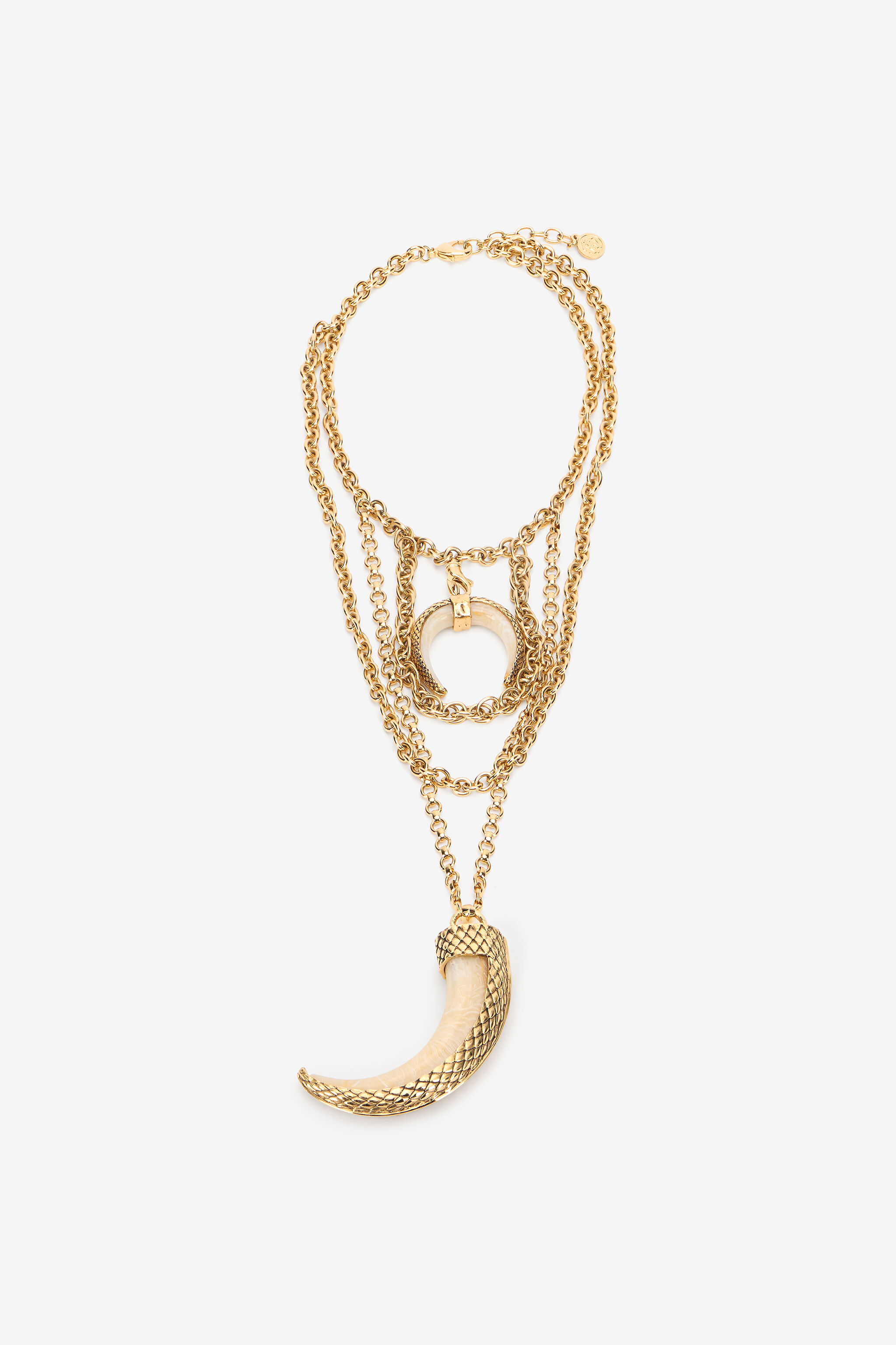 RC Necklace in Brass with Horn Detail RC Necklace in Brass with Horn Detail GOLD/BUTTER XQG002-AM041