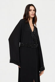 RC Silk Maxi Dress with Embellished Detail NERO/ARGENTO VWR197-SY001