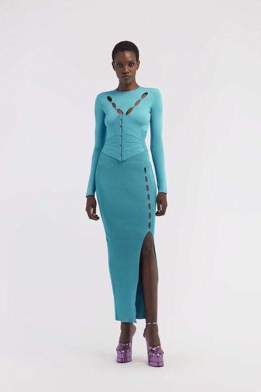 RC Top in maglia con cut-out RC Top in maglia con cut-out Azzurro RKM606-MG011