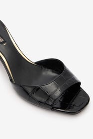RC Mules With Thick Golden Heel Black VKS027-PZ579