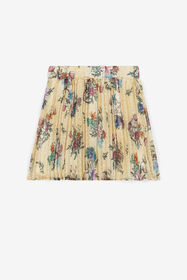 JU Jaguar And Flower-Print Pleated Skirt Yellow QJT304-SQF63