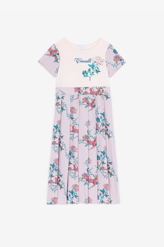 JU Floral-Print Pleated Cotton Dress JU Floral-Print Pleated Cotton Dress Purple RJT121-JD001