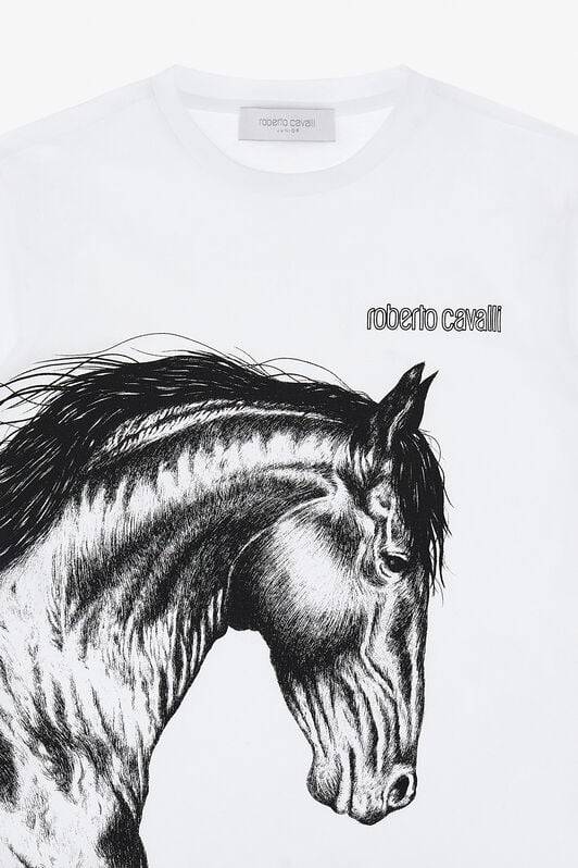 JU T-Shirt Con Cavallo E Logo JU T-Shirt Con Cavallo E Logo Bianco TJT60S-JD001