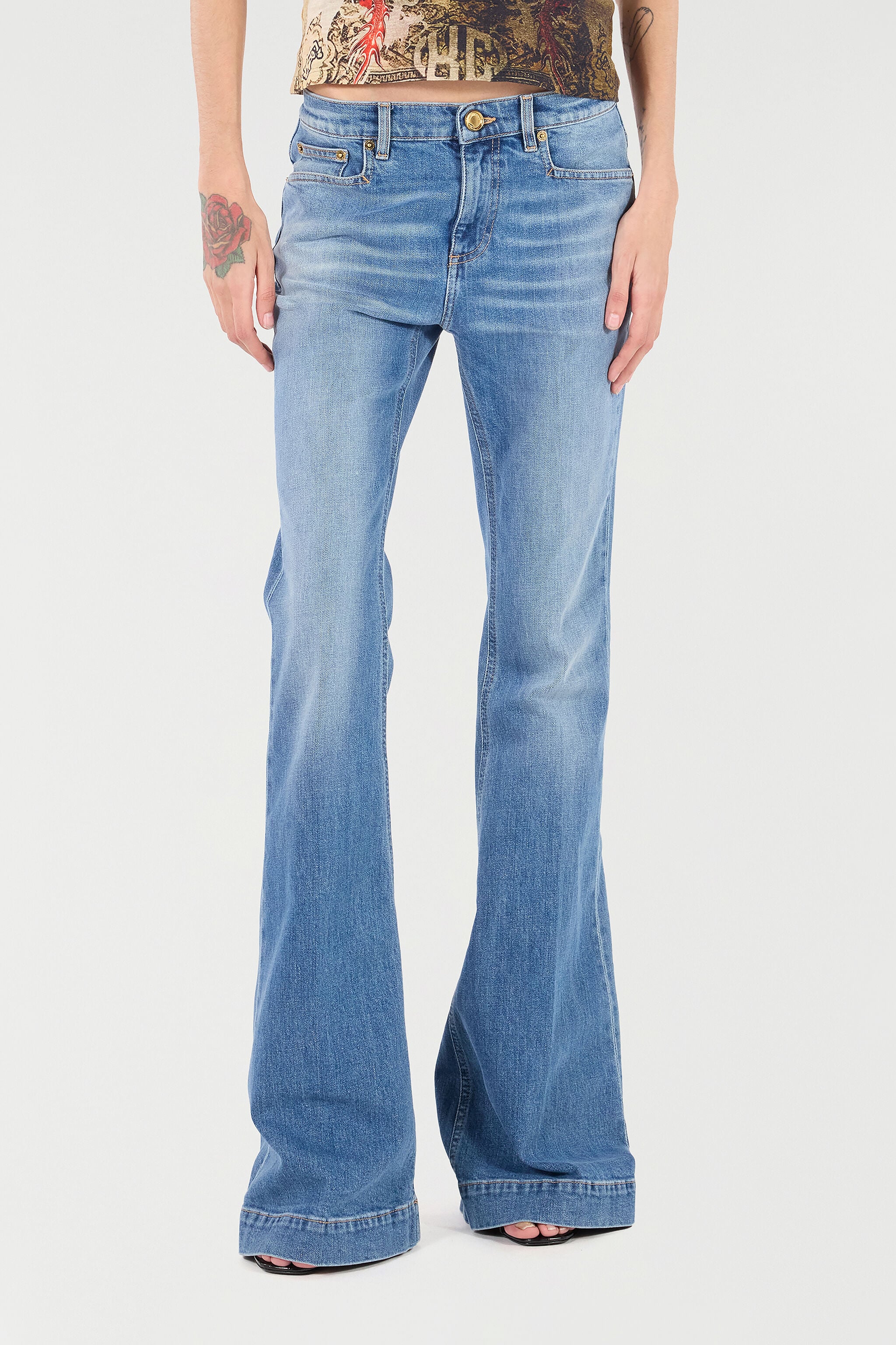 RC Ausgestellte Jeans Mit Monogramm Mirror Snake RC Ausgestellte Jeans Mit Monogramm Mirror Snake Blau UKJ205-DS001