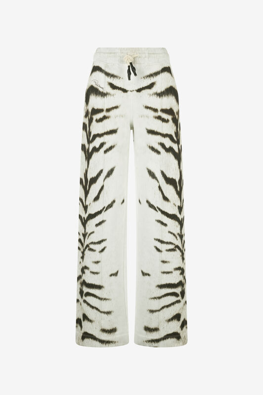 RC Man Sports Pants With White Tigresse OGAT X Roberto Cavalli Print Black/White UNT25A-2GA39