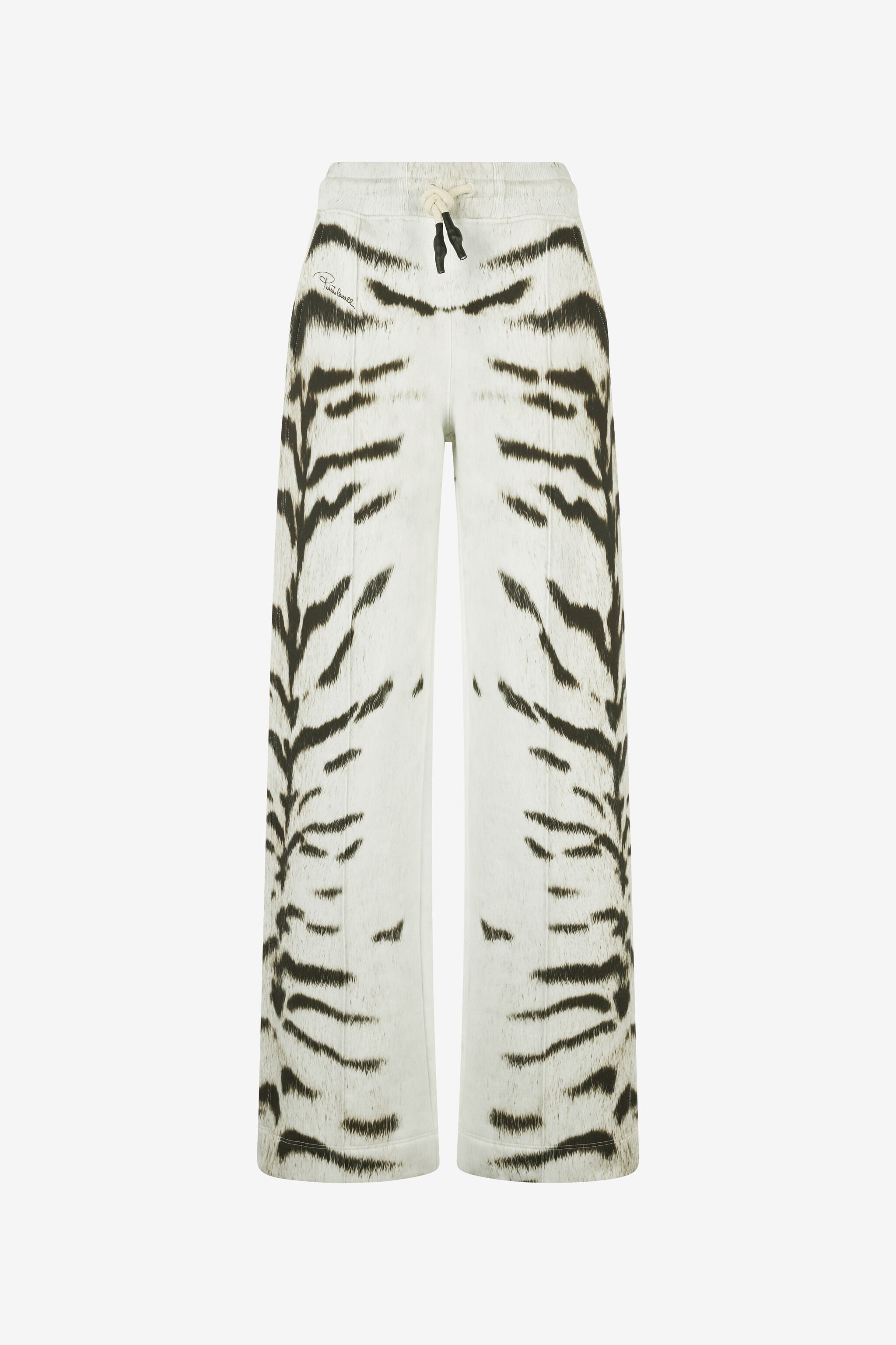 RC Man Sports Pants With White Tigresse OGAT X Roberto Cavalli Print Black/White UNT25A-2GA39