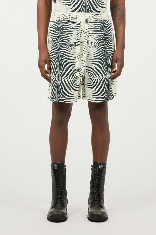 RC Bermuda In Lino Con Stampa Mini Zebra RC Bermuda In Lino Con Stampa Mini Zebra Nero/Bianco URT271-3HN49
