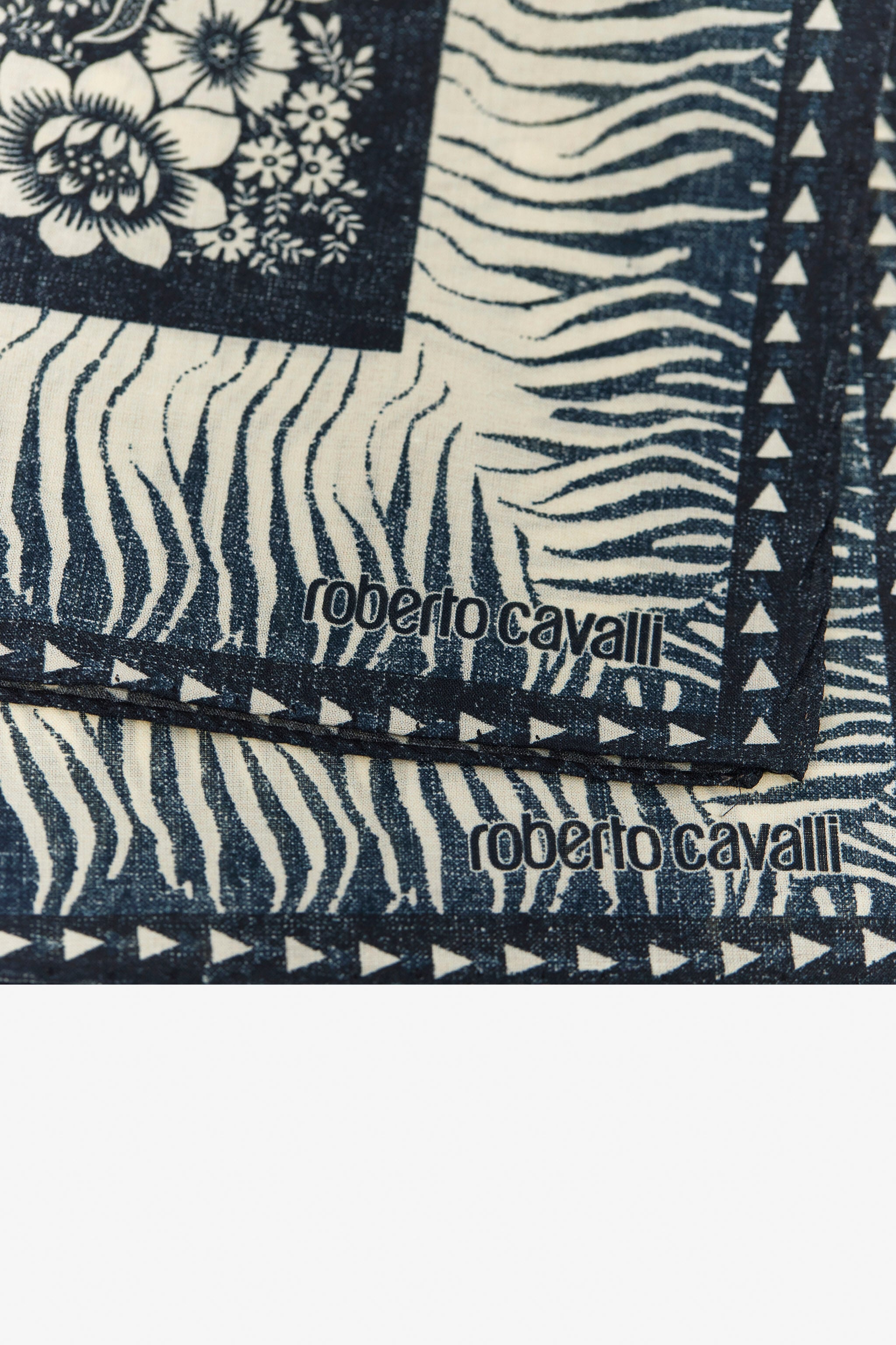 RC Cotton Scarf with Zebra Pattern and Logo RC Cotton Scarf with Zebra Pattern and Logo Blue TALR45-IR062