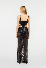 JC See-Through Dress With Sequined Zebra Pattern Black UFT182-UF248