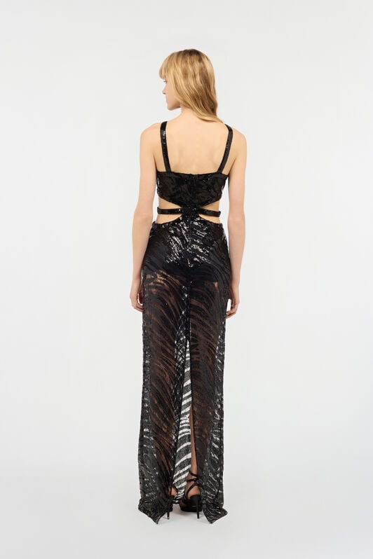 JC See-Through Dress With Sequined Zebra Pattern JC See-Through Dress With Sequined Zebra Pattern Black UFT182-UF248