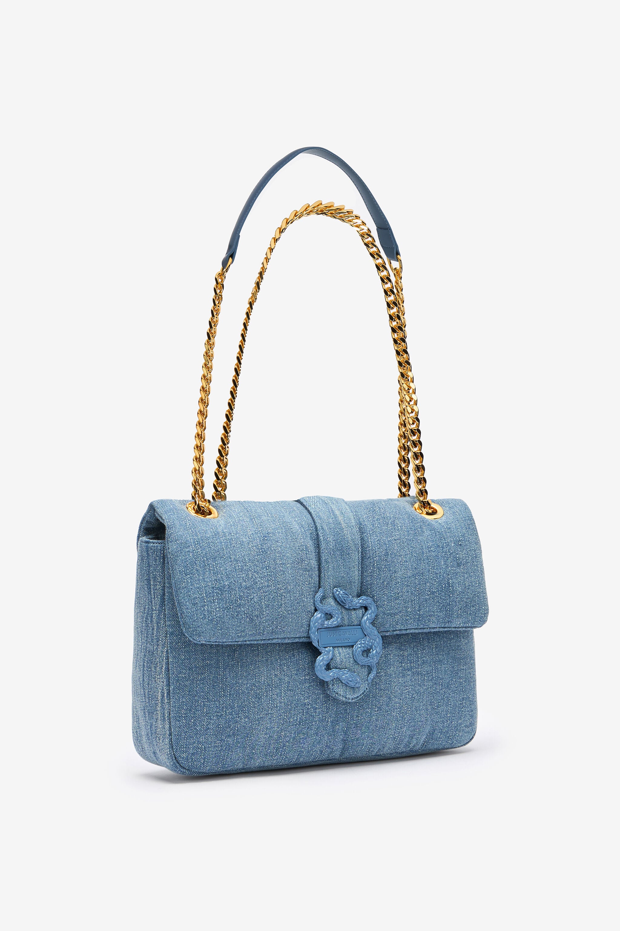 Denim Crossbody Bag in INDACO CHIARO for Women | Roberto Cavalli®