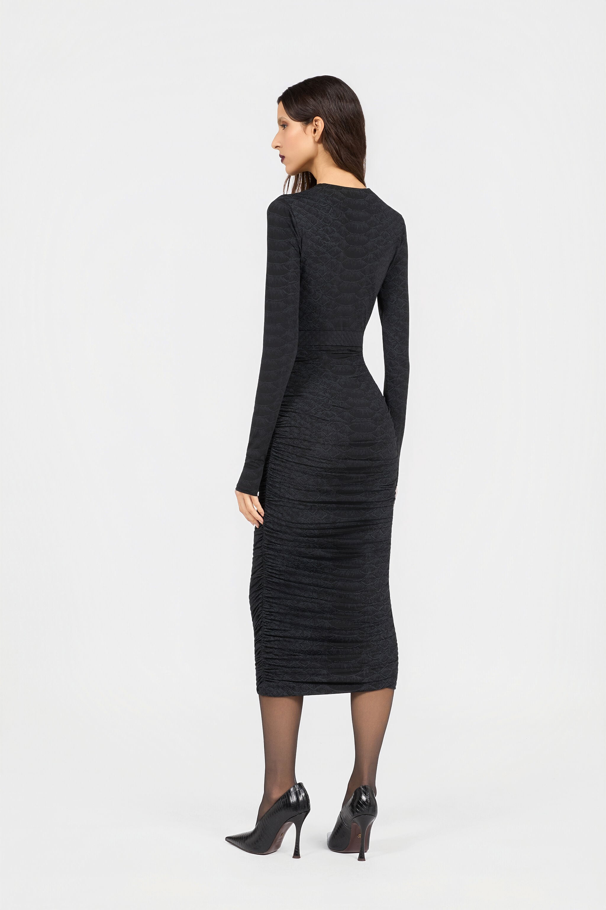 RC Serpentine Print Midi Dress RC Serpentine Print Midi Dress BLACK XQT122-NLS36