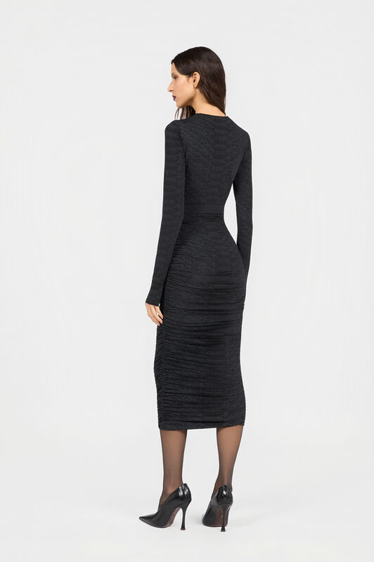 RC Serpentine Print Midi Dress RC Serpentine Print Midi Dress BLACK XQT122-NLS36