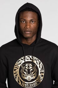 JC Sudadera Just Cavalli con capucha, estampado Tiger y logotipo BLACK/GOLD Q61312-Q0215