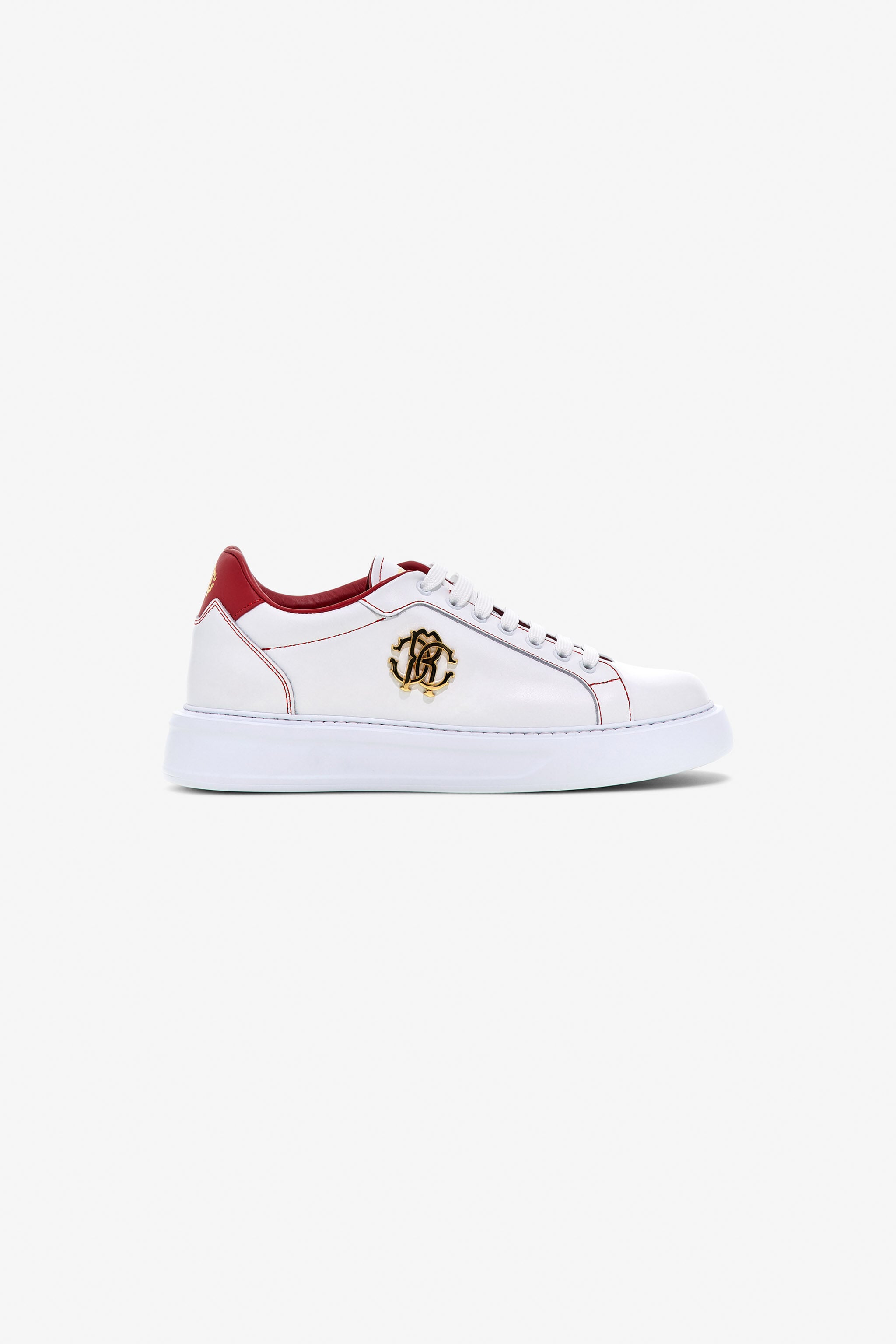 RC Leather Sneakers with Gold Emblem RC Leather Sneakers with Gold Emblem WHITE/RED OOS01C-PZ085