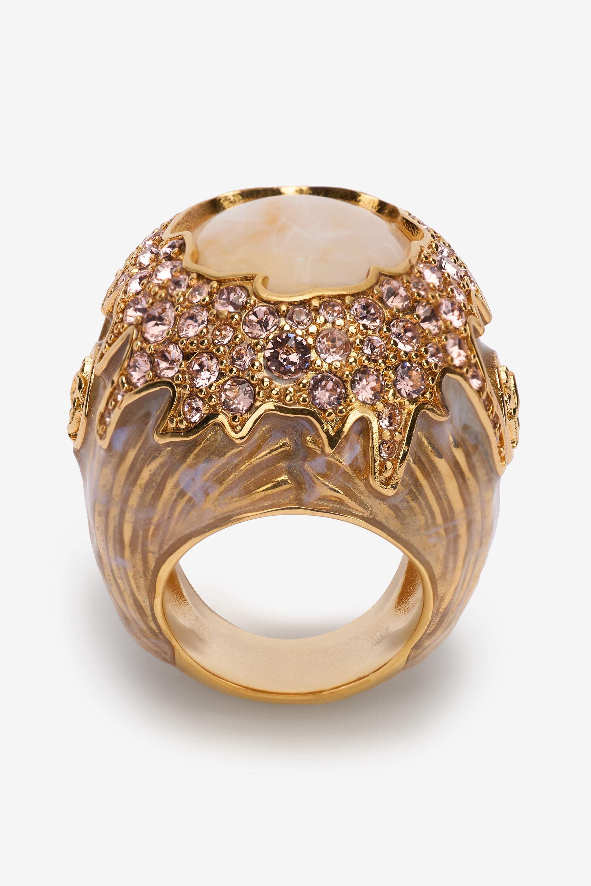 RC Sculptural Design Gold and Beige Ring RC Sculptural Design Gold and Beige Ring Gold UWG015-AM072