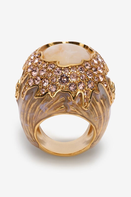 RC Sculptural Design Gold and Beige Ring RC Sculptural Design Gold and Beige Ring Gold UWG015-AM072