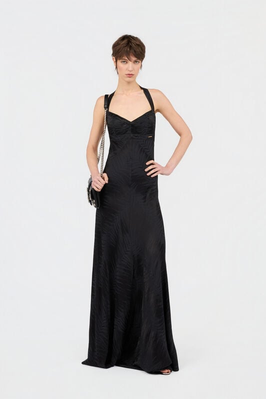 JC Black Maxi Dress With Tonal Natural Barb Pattern JC Black Maxi Dress With Tonal Natural Barb Pattern BLACK WFT299-WF697