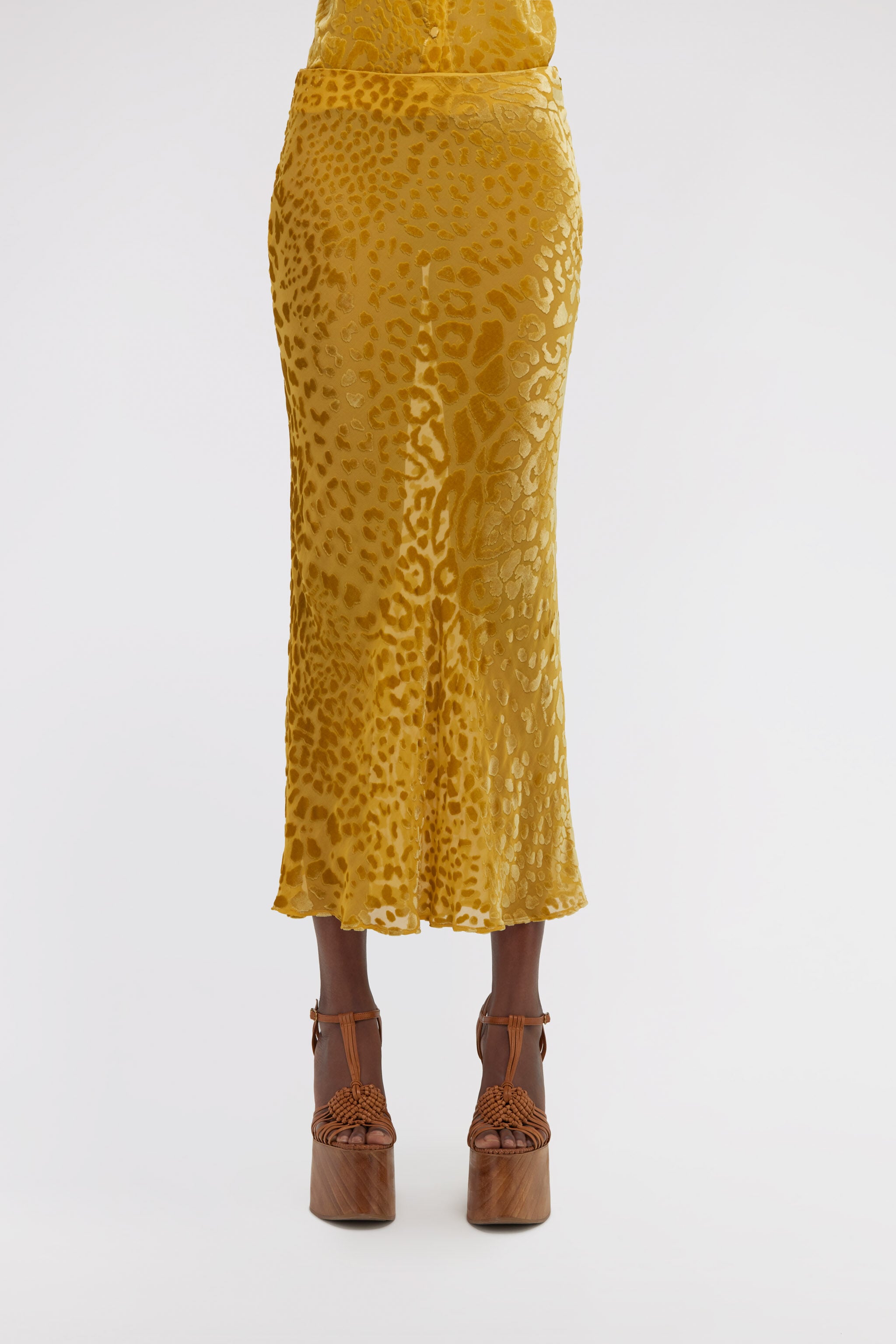 RC Jaguar Skin print devorè skirt RC Jaguar Skin print devorè skirt Gelb SWT303-4RL77