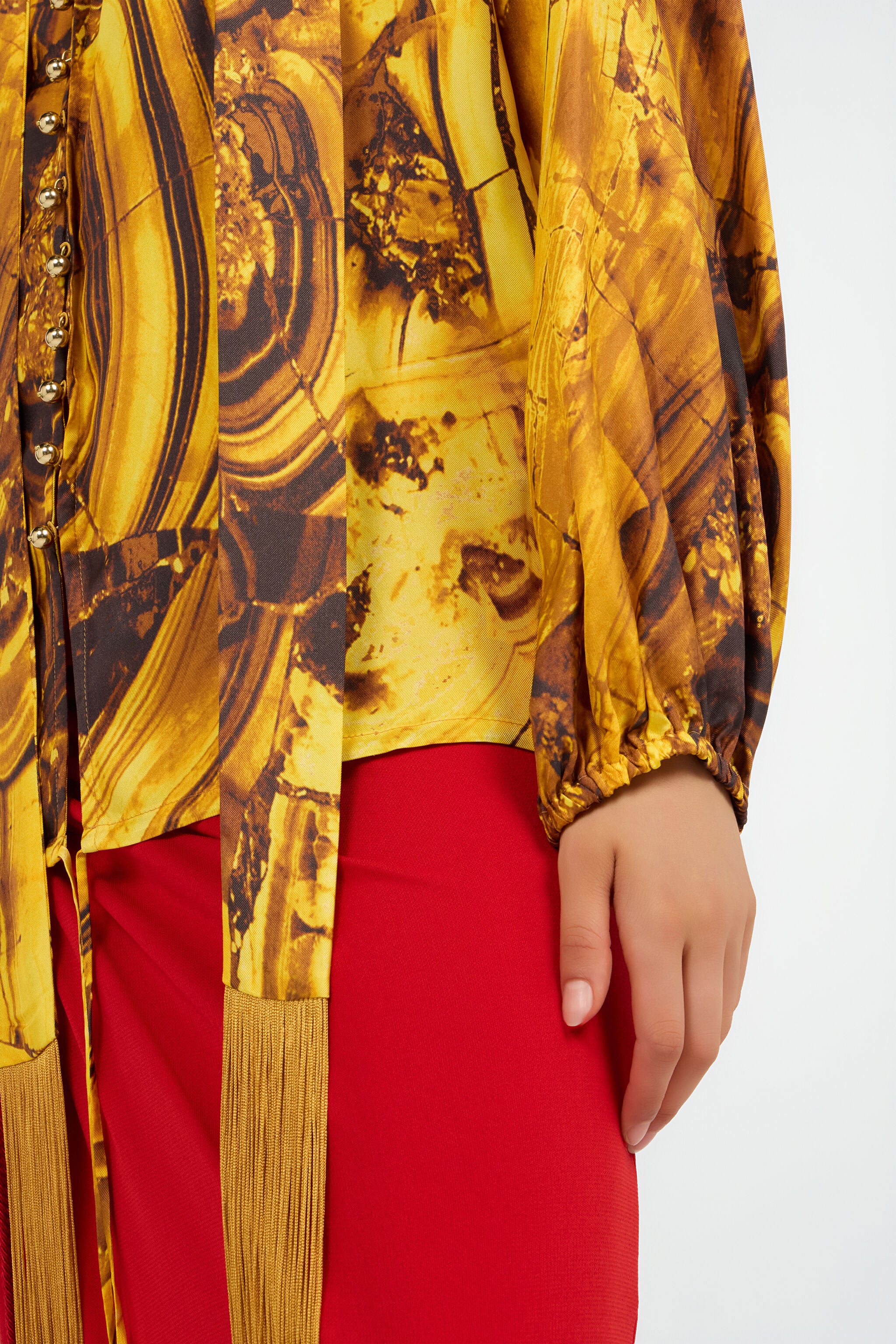 RC Chemise En Soie Imprimé Tigereye Jaune VKT700-4QP74