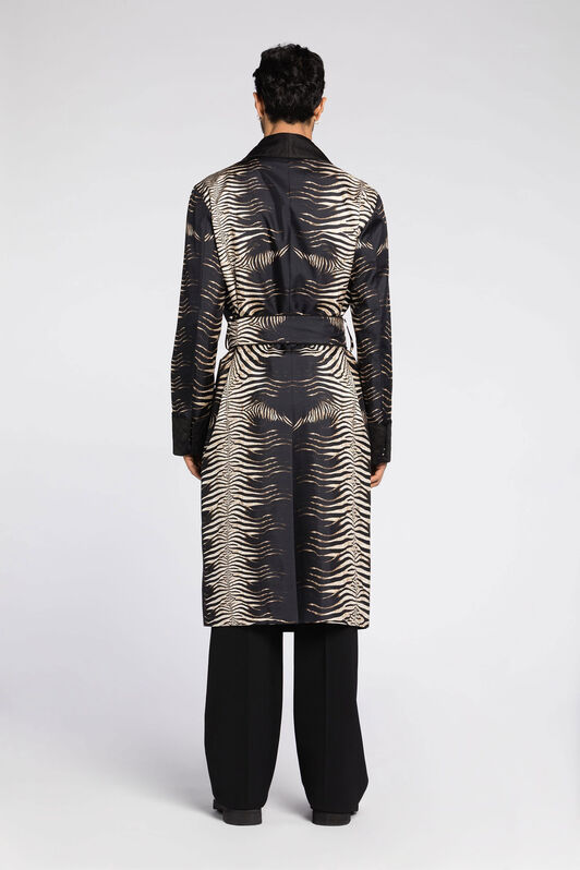 RC Zebra-Print Silk Smoking Jacket IVORY/MULTICOLOR PNT525-4QF04