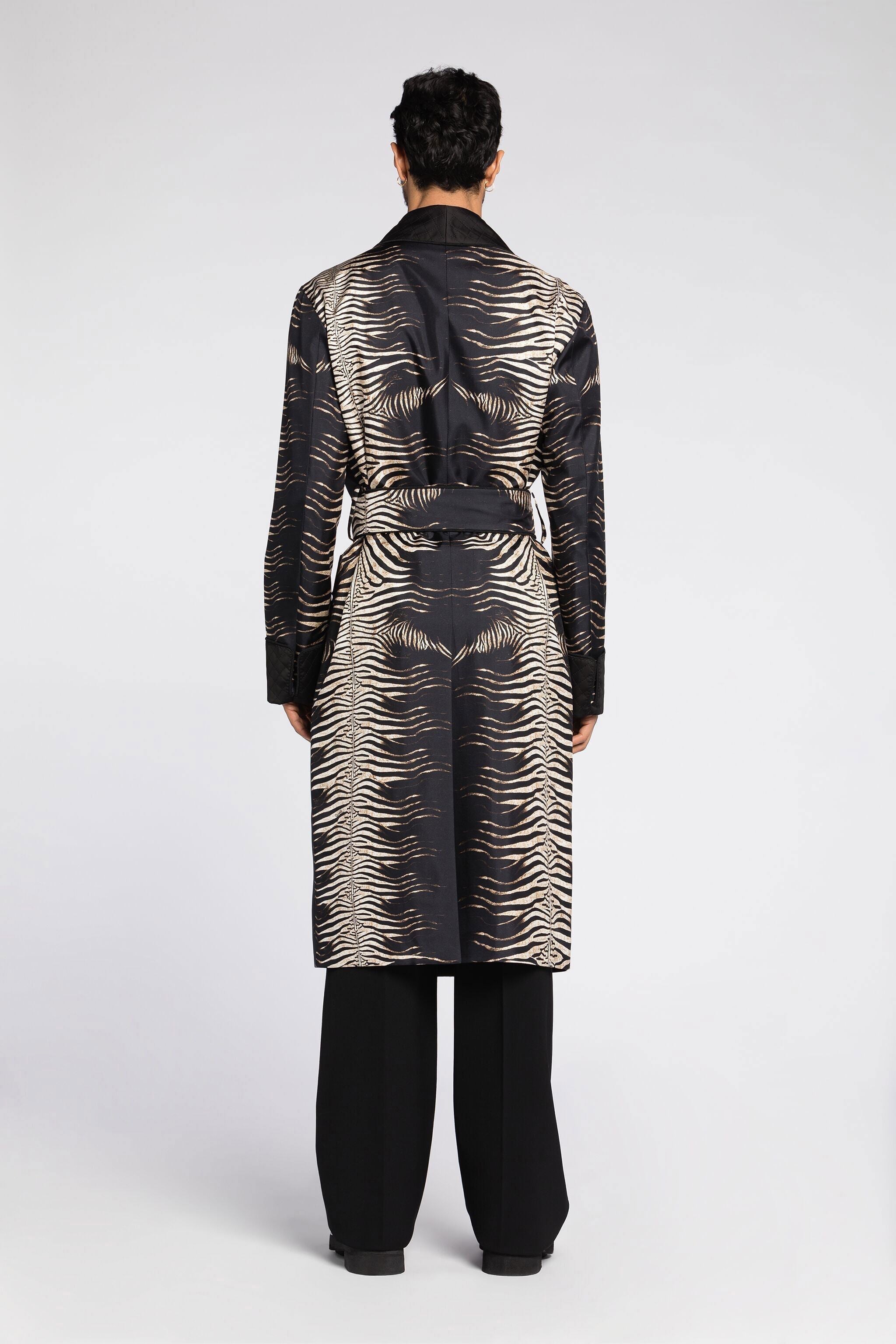 RC Zebra-Print Silk Smoking Jacket IVORY/MULTICOLOR PNT525-4QF04