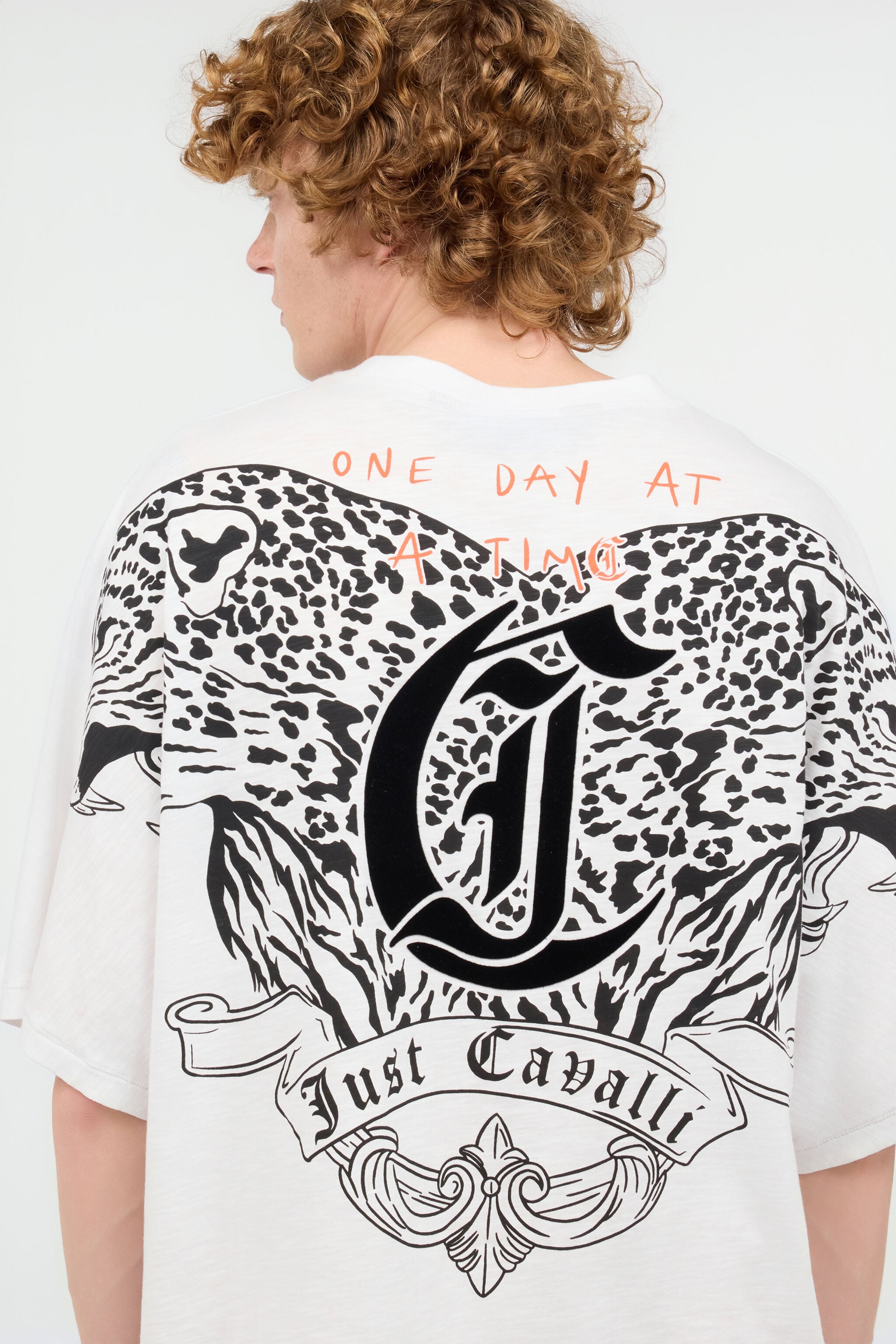 JC T-Shirt With Mirrored Jaguar And JC Monogram JC T-Shirt With Mirrored Jaguar And JC Monogram White UFT040-UF060