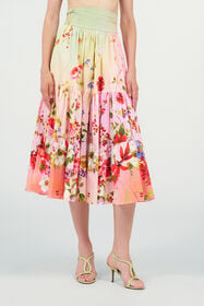 RC Gonna Midi con Stampa Miami Flowers GREEN/FUCHSIA WQT303-3AR32