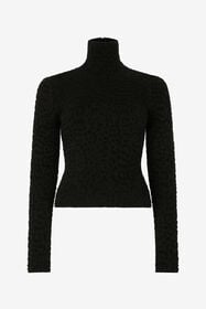RC High Neck Top with Lurex Jaguar Pattern BLACK XWM601-MO011