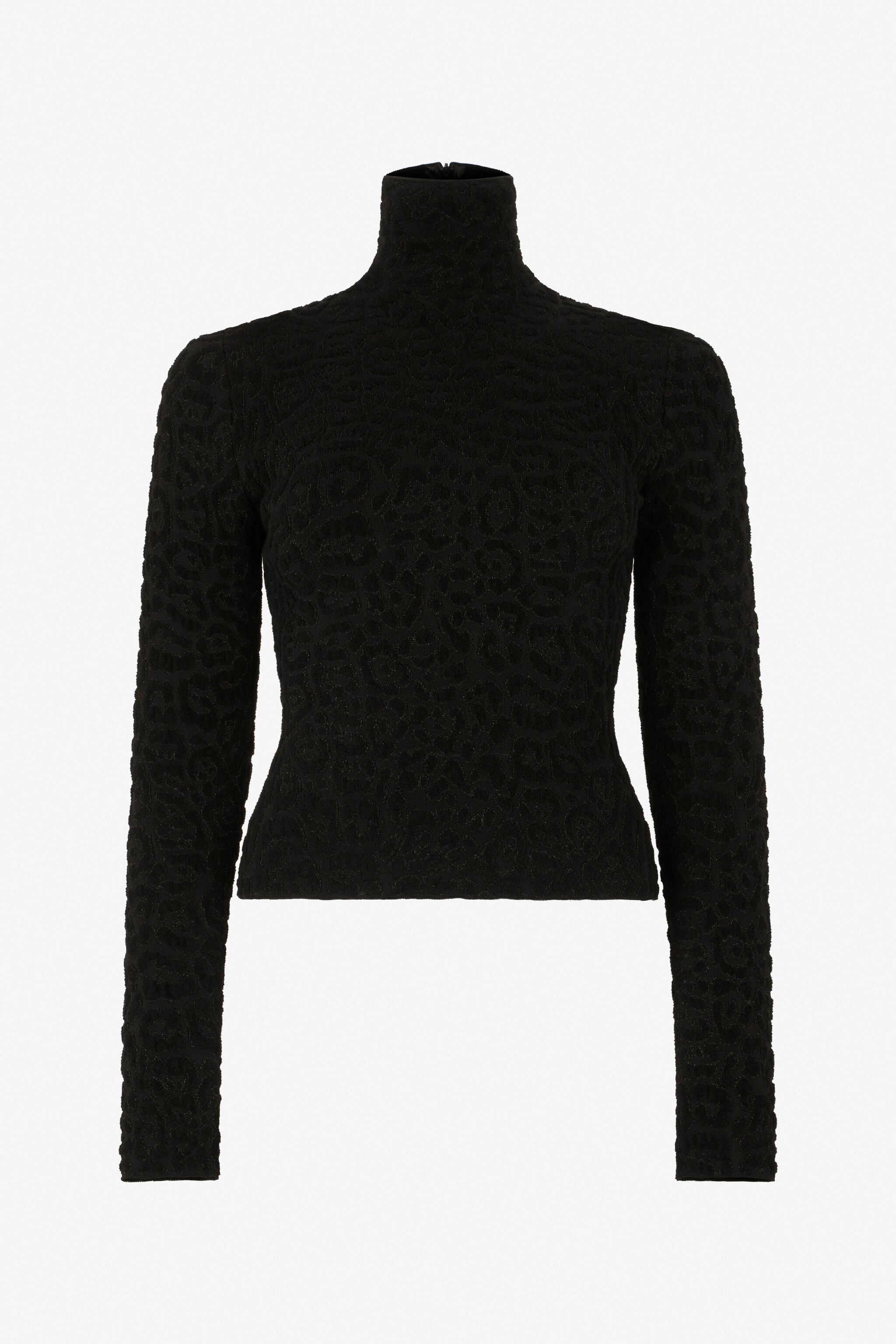 RC High Neck Top with Lurex Jaguar Pattern RC High Neck Top with Lurex Jaguar Pattern BLACK XWM601-MO011
