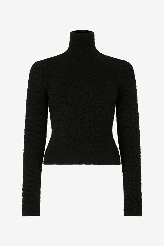 RC High Neck Top with Lurex Jaguar Pattern RC High Neck Top with Lurex Jaguar Pattern BLACK XWM601-MO011