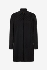 RC Silk Mini Shirt Dress with Monogram RC Black VKT160-RK010