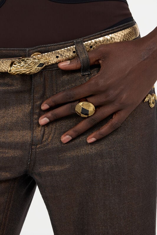 RC Antiqued Gold and Black Cocktail Ring with Rhombus Detail RC Antiqued Gold and Black Cocktail Ring with Rhombus Detail OLD GOLD/BLACK WWG016-AM061
