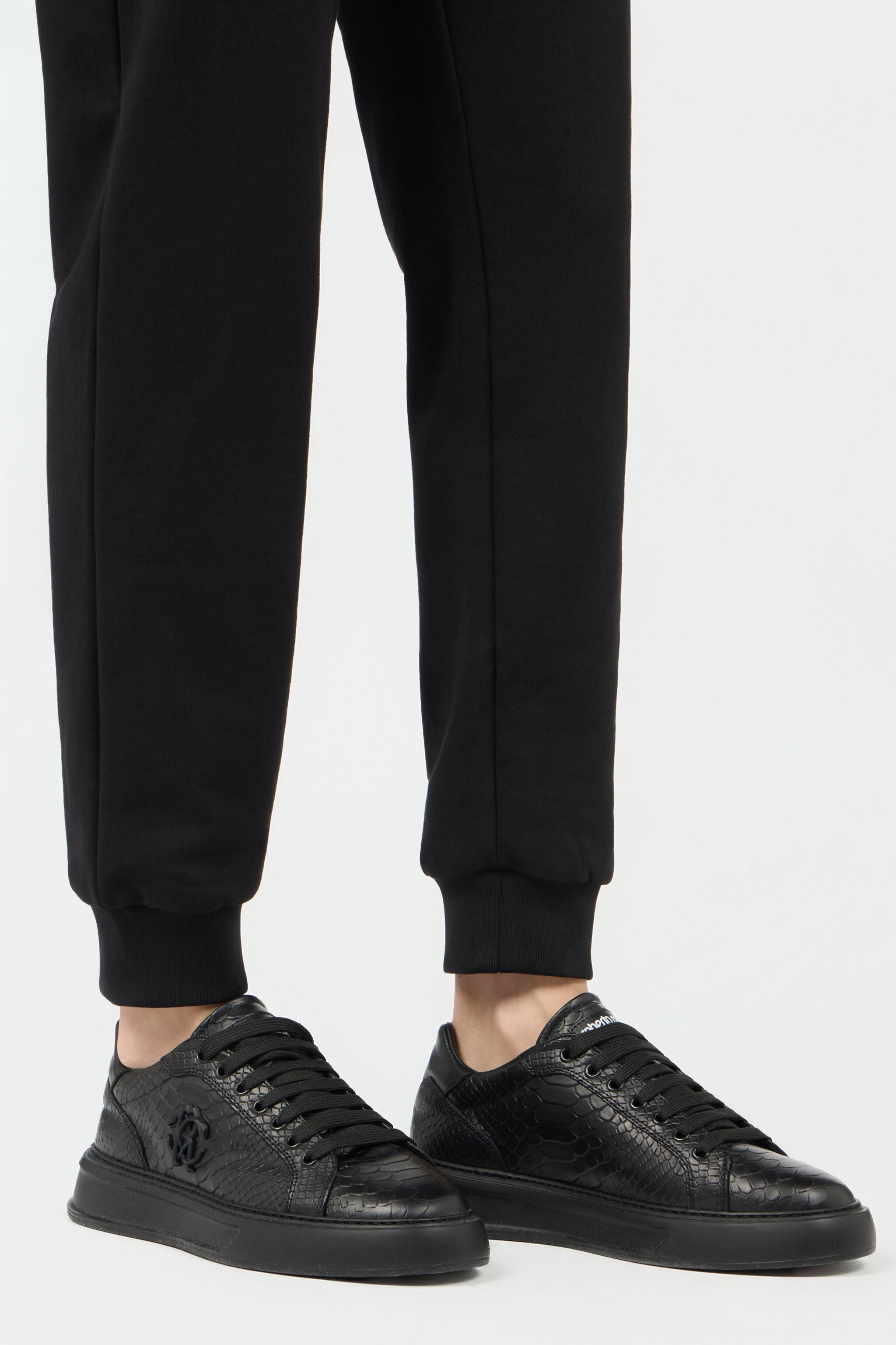 RC Joggers Neri in Cotone con Monogram RC RC Joggers Neri in Cotone con Monogram RC BLACK SOT20G-CF008