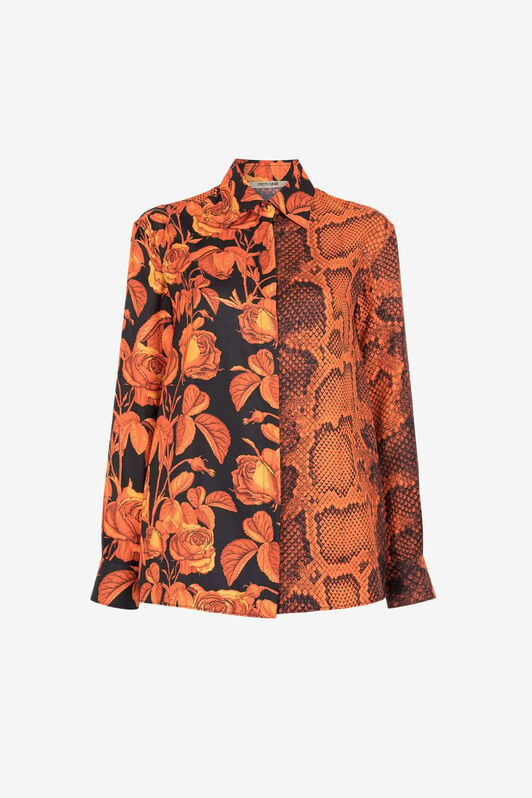 RC Rose And Python-Print Silk Shirt RC Rose And Python-Print Silk Shirt Orange PQT704-4QF01