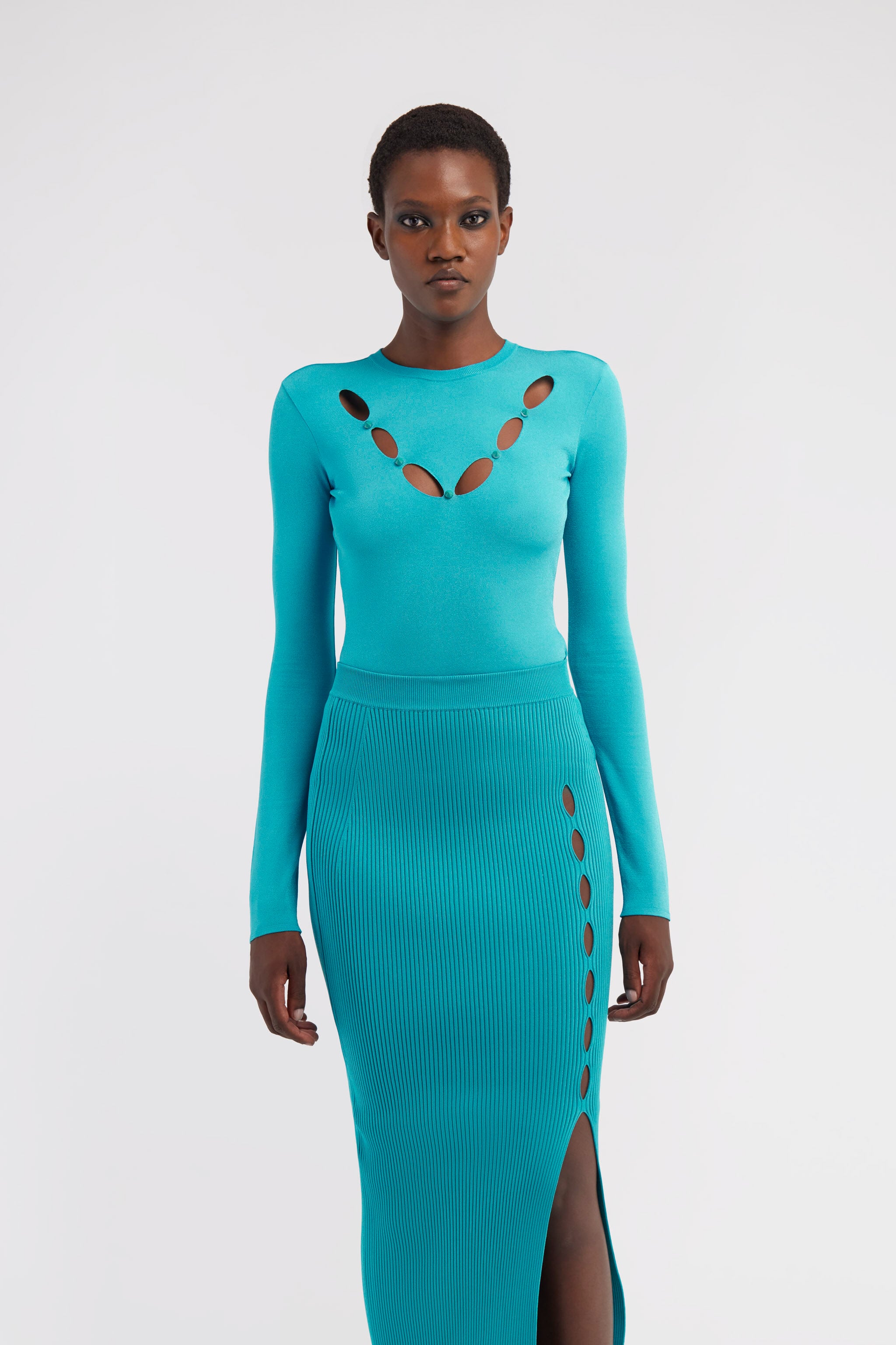 RC Top in maglia con cut-out RC Top in maglia con cut-out Azzurro RKM606-MG011