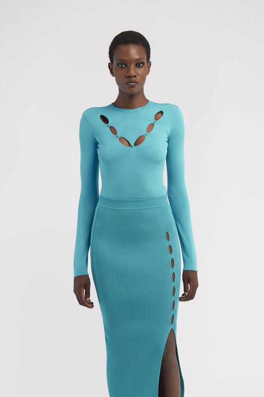 RC Top in maglia con cut-out RC Top in maglia con cut-out Azzurro RKM606-MG011