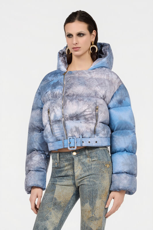 RC Down Jacket With Tie-Dye Effect MID-BLUE XQT801-SB026