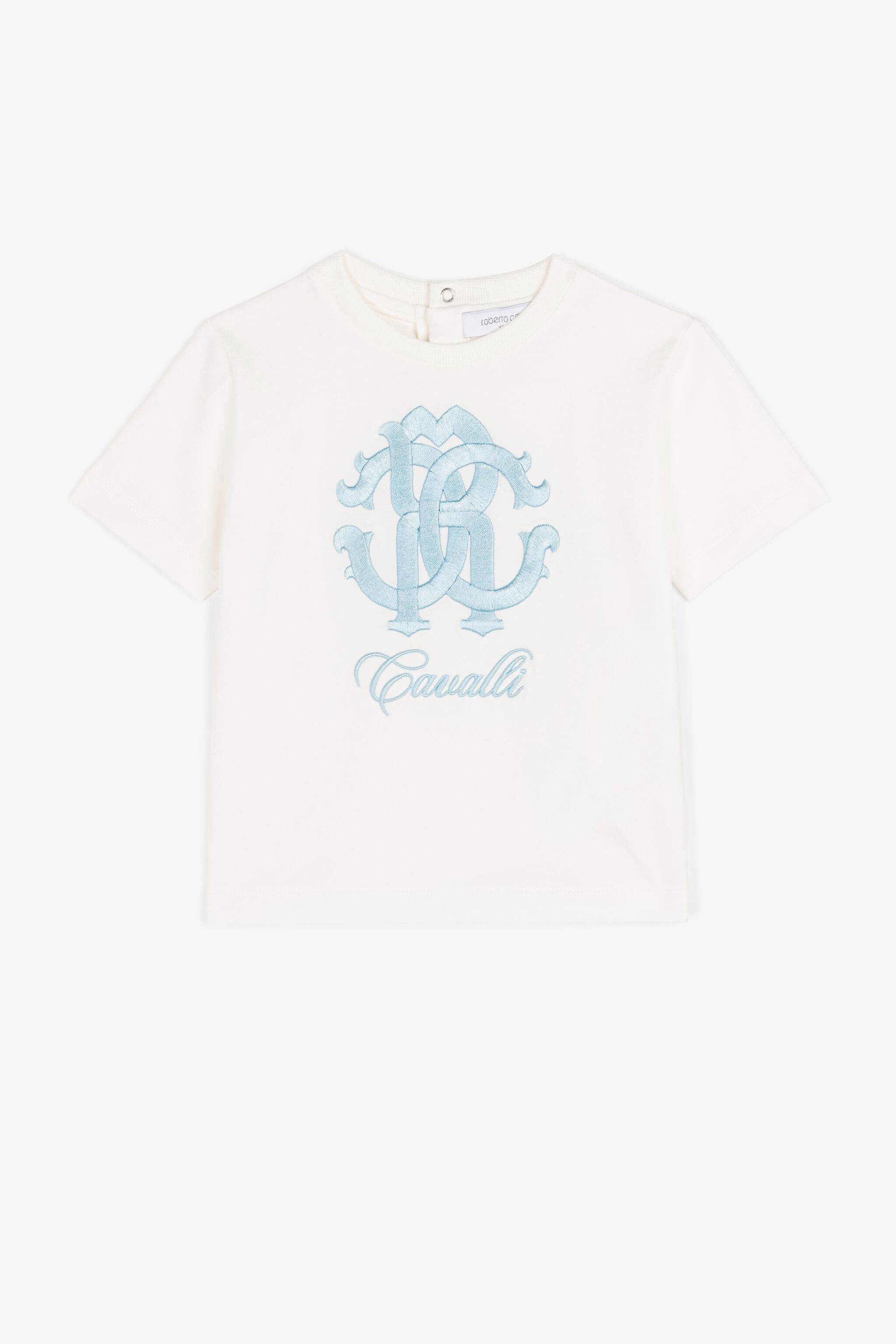 JU Embroidered-monogram cotton T-shirt JU Embroidered-monogram cotton T-shirt Milky white QJT661-JV025