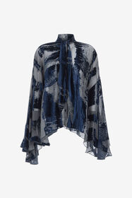 RC Blusa astratta blu navy con fiocco al collo Blu scuro RWT701-VL041