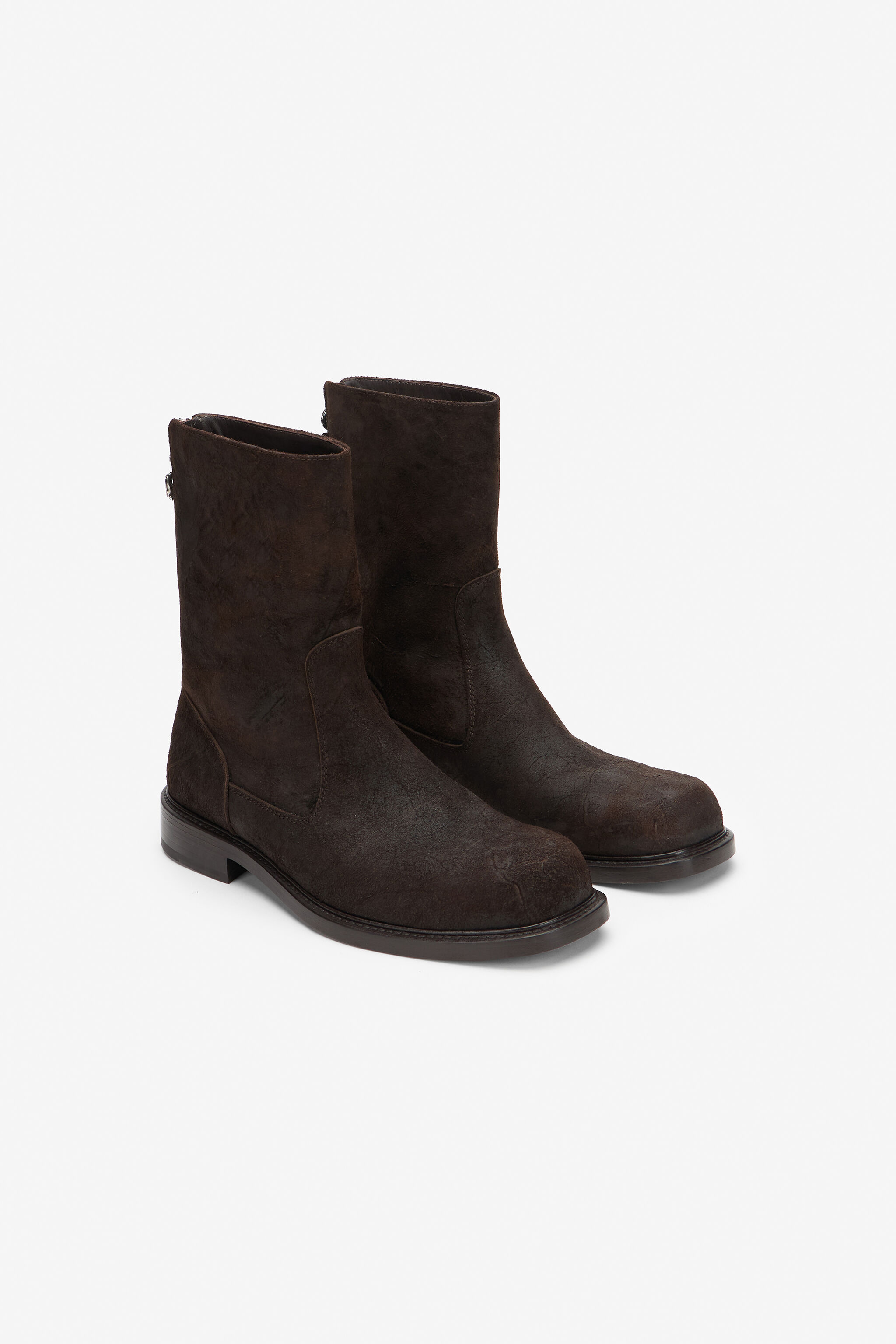 RC Boot in Distressed Leather with Rear Zip RC Boot in Distressed Leather with Rear Zip BROWN XNS002-PZB56