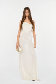 RC White One-Shoulder Dress with Serpentine Print WHITE WWT121-HES36