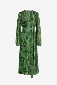 RC Green Velvet Devoré Midi Dress VERDE/ORO VKT122-FC007