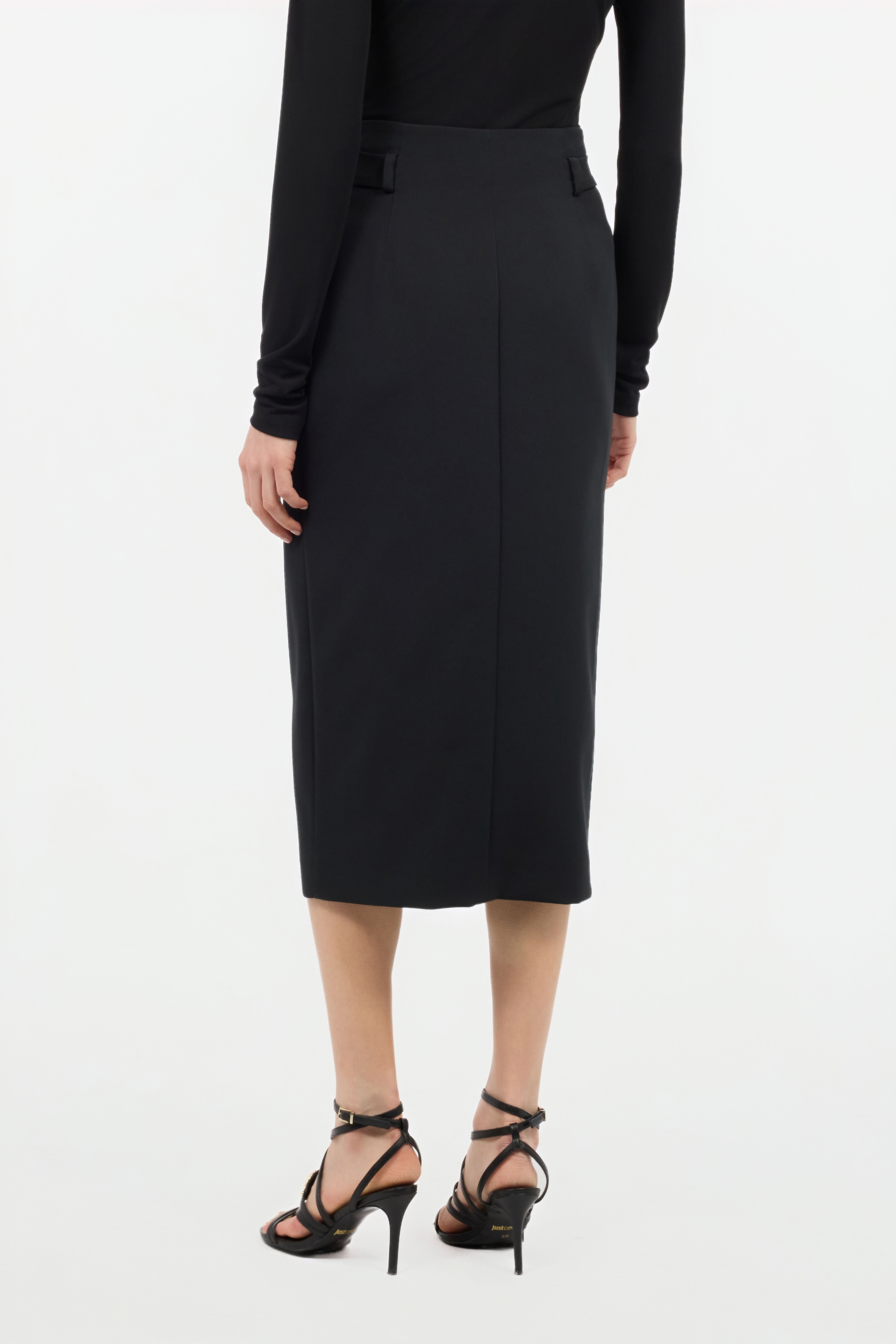 JC Midi Skirt With Branded Buckle JC Midi Skirt With Branded Buckle Black UFT108-UF159