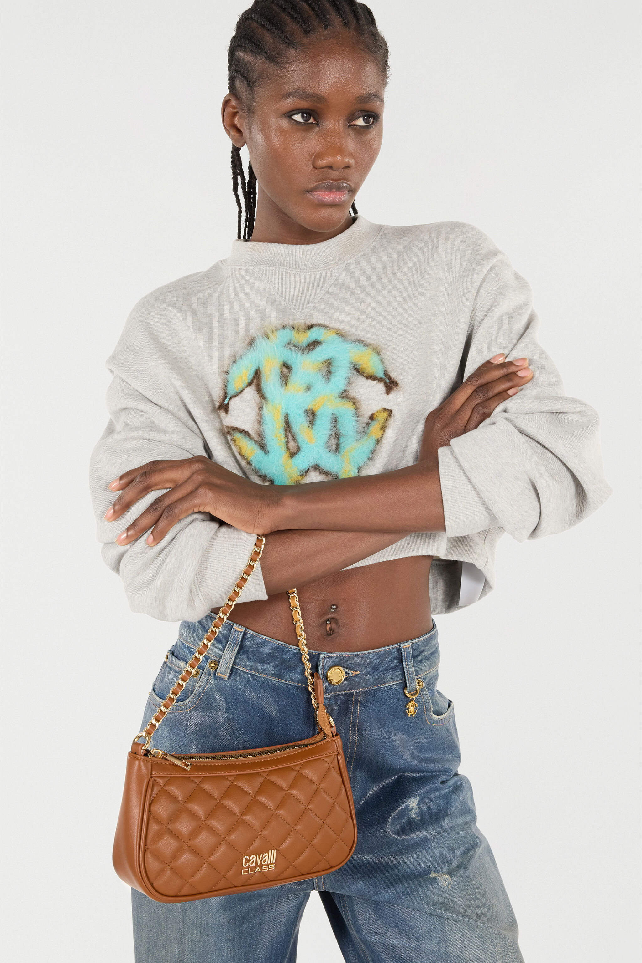 Cavalli Class Shoulder Bag in Light brown for Women | Roberto Cavalli®