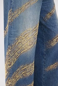 RC Jean Avec Motif Zèbre En Strass Bleu UKJ225-VT007