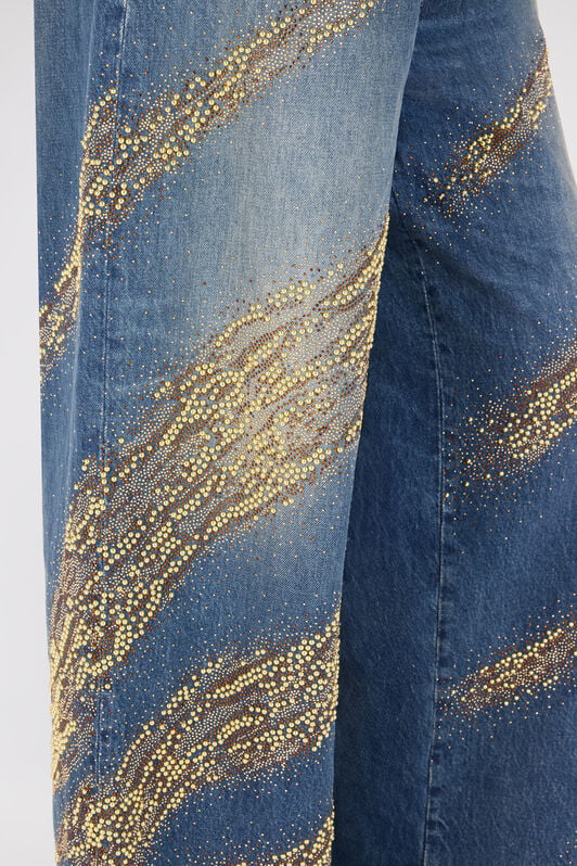 RC Jeans With Rhinestoned Zebra Pattern Blue UKJ225-VT007
