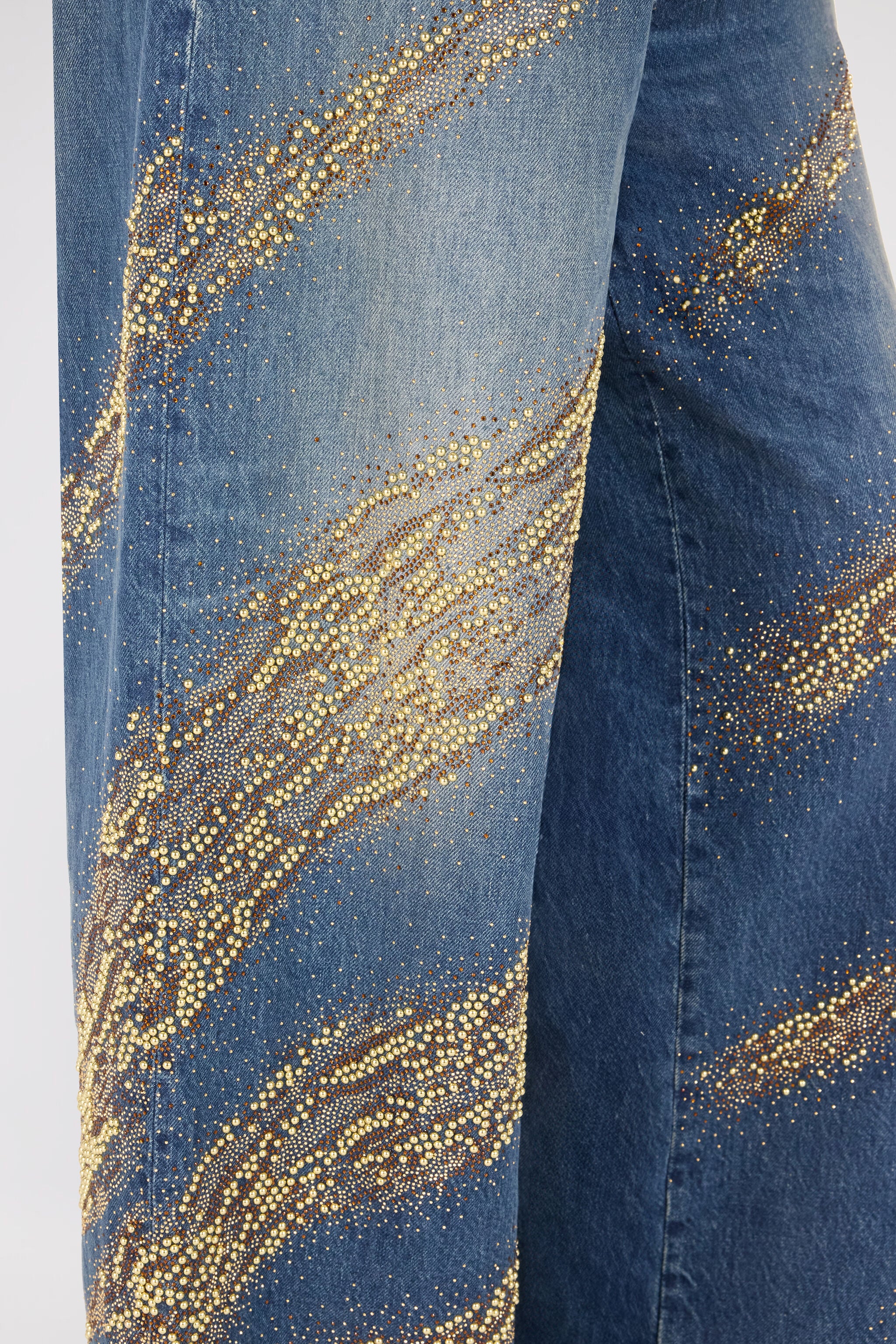 RC Jeans With Rhinestoned Zebra Pattern Blue UKJ225-VT007